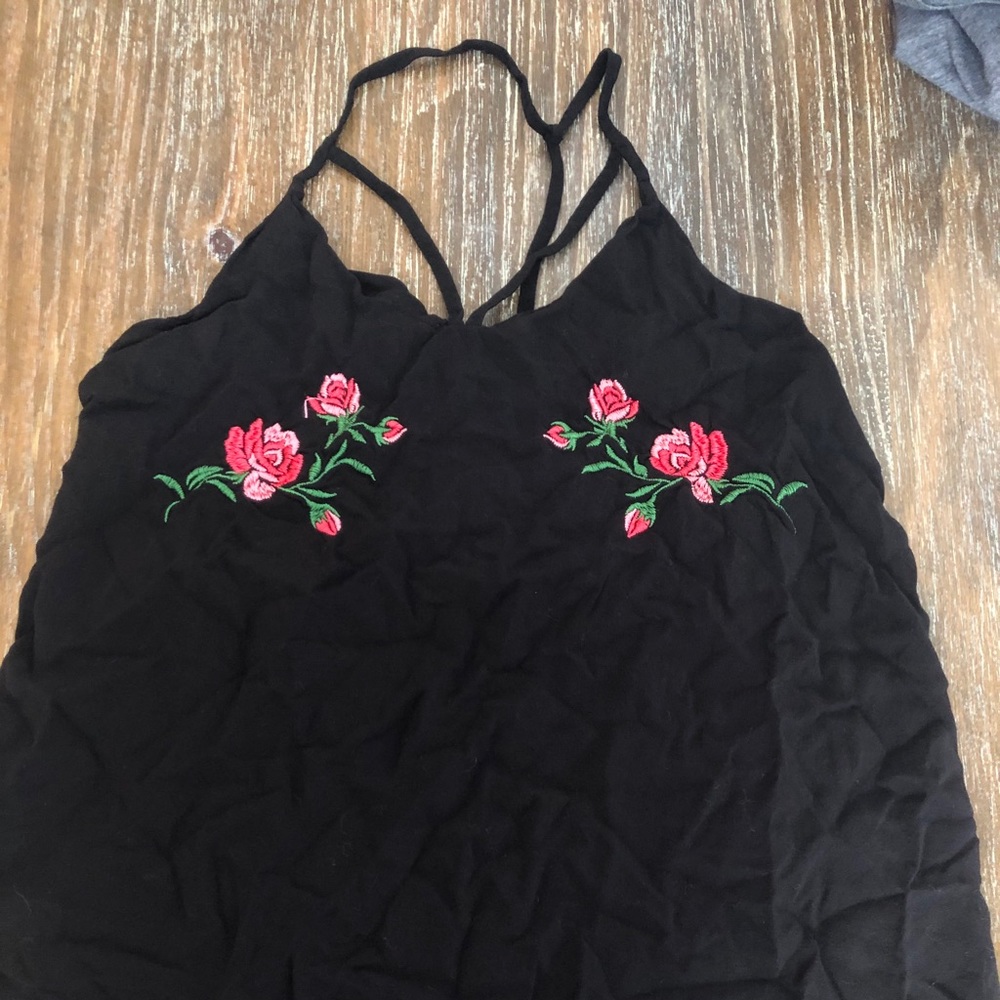Black tank top with flowers